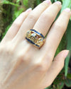 SJ2172 - Blue Sapphire with Ruby and Diamond Elephant Ring Set in 18 Karat Gold Settings