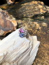 SJ1435 - Blue Sapphire and Pink Sapphire with Diamond Ring Set in 18 Karat White Gold