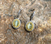 SJ6133 - Cat's Eye Chrysoberyl, Diamond and Yellow Diamond Earrings in 18k White Gold