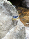 SJ2535 - Blue Sapphire with Yellow Sapphire and Diamond Ring Set in 18 Karat White Gold