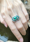 SJ3111 - Emerald with Diamond Ring Set in 18 Karat White Gold Settings