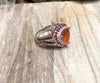SJ6176 - Fire Opal with Orange Sapphire and Diamond Ring in 18 Karat White Gold Settings