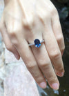 SJ2893 - Blue Sapphire with Ruby and Diamond Ring Set in 18 Karat White Gold Settings