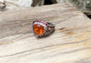 SJ6176 - Fire Opal with Orange Sapphire and Diamond Ring in 18 Karat White Gold Settings