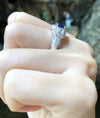 SJ1212 - Blue Sapphire with Diamond Ring Set in 18 Karat White Gold Settings