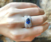SJ1591 - Blue Sapphire with Diamond Ring Set in 18 Karat White Gold Settings
