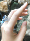SJ2469 - GIA Certified 6cts Round Blue Sapphire with Diamond Ring in 18K White Gold