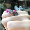 SJ3133 - Ruby and Black Diamond Ring Set in 18 Karat White Gold Settings