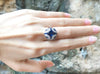 SJ6091 - Blue Sapphire with Diamond Ring Set in 18 Karat White Gold Settings