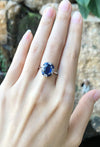 SJ1290 - Blue Sapphire with Diamond Ring Set in 18 Karat White Gold Settings