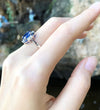 SJ1290 - Blue Sapphire with Diamond Ring Set in 18 Karat White Gold Settings