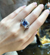 SJ1469 - Blue Sapphire with Diamond Ring Set in 18 Karat White Gold Settings