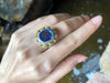 SJ2535 - Blue Sapphire with Yellow Sapphire and Diamond Ring Set in 18 Karat White Gold