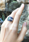 SJ1230 - Emerald with Blue Sapphire with Diamond Ring Set in 18 Karat Gold Settings