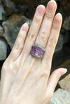 SJ2186 - Pink Sapphire with Brown Diamond Ring Set in 18 Karat White Gold Settings