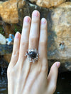 SJ1890 - Meteorite with Diamond Ring Set in 18 Karat White Gold Settings