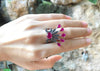 SJ3133 - Ruby and Black Diamond Ring Set in 18 Karat White Gold Settings