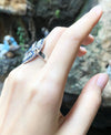 SJ1289 - Blue Sapphire with Diamond Ring Set in 18 Karat White Gold Settings