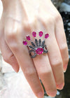 SJ3133 - Ruby and Black Diamond Ring Set in 18 Karat White Gold Settings