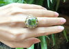 SJ1238 - Cushion Cut Peridot, Yellow Sapphire with Diamond Ring in 18 Karat White Gold