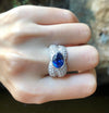 SJ1591 - Blue Sapphire with Diamond Ring Set in 18 Karat White Gold Settings