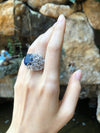 SJ1866 - Blue Sapphire with Diamond Ring Set in 18 Karat White Gold Settings
