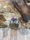 SJ1435 - Blue Sapphire and Pink Sapphire with Diamond Ring Set in 18 Karat White Gold