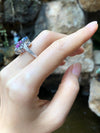 SJ1435 - Blue Sapphire and Pink Sapphire with Diamond Ring Set in 18 Karat White Gold