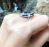 SJ1289 - Blue Sapphire with Diamond Ring Set in 18 Karat White Gold Settings