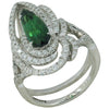 JR0381S - Green Tourmaline & Diamond Ring in 18k White Gold Setting