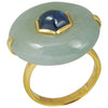 SJ3125 - Jade 32.44 Carat with Cabuchon Blue Sapphire 2.36 cts Ring in 18k Gold Settings