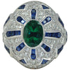 SJ2455 - Emerald, Blue Sapphire with Diamond Ring in 18 Karat White Gold Settings