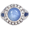 SJ3004 - Blue Star Sapphire, Blue Sapphire with Diamond Ring in 18 Karat Gold Setting