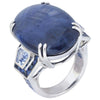 SJ6255 - Blue Star Sapphire, Blue Sapphire Ring in 18 Karat White Gold Settings