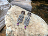 SJ1472 - Diamond and Pink Sapphire Earrings Set in 18 Karat White Gold Settings