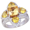 SJ2366 - Yellow Sapphire with Diamond Ring Set in 18 Karat White Gold