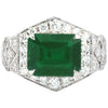 SJ6023 - Art Deco Style Emerald with Diamond 0.58 Carat Ring Set in 18 Karat White Gold