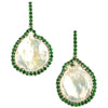 JE0585R - Freshwater Pearl with Tsavorite Earrings Set in 18 Karat White Gold