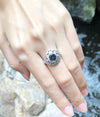 SJ1186 - Green Sapphire with Diamond Ring Set in 18 Karat White Gold Settings