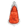 SJ2465 - Carved Coral with Diamond Goddess of Mercy Brooch Set in 18K White Gold Settings