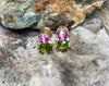 SJ1906 - Pink Sapphire and Peridot with Diamond Earrings Set in 18 Karat Gold Settings