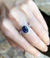 SJ1360 - Blue Sapphire with Diamond Ring Set in 18 Karat White Gold Settings
