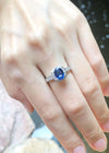 JR0362S - Blue Sapphire & Diamond Ring Set in 18 Karat White Gold Settings