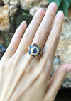 JR0214P - Blue Sapphire & Diamond Ring Set in 18 Karat Gold Setting