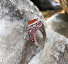 SJ6176 - Fire Opal with Orange Sapphire and Diamond Ring in 18 Karat White Gold Settings