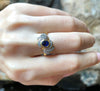 SJ1915 - Blue Sapphire with Diamond Ring Set in 18 Karat Gold Settings