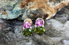 SJ1906 - Pink Sapphire and Peridot with Diamond Earrings Set in 18 Karat Gold Settings