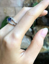 SJ6082 - Blue Sapphire with Diamond Ring Set in 18 Karat White Gold Settings