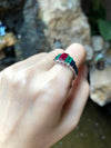 SJ1846 - Ruby, Emerald and Blue Sapphire Ring Set in 18 Karat White Gold Settings