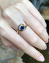 SJ1451 - Blue Sapphire with Diamond Ring Set in 18 Karat Gold Settings